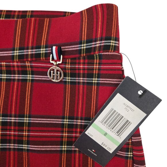 Tommy Hilfiger Women Red Plaid Slim Cut Stretchy Pants 8 NWT - Picture 5 of 7